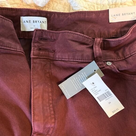 Lane Bryant Tighter Tummy Fit High-Rise Straight Jean - Burgundy NWT - Picture 4 of 6
